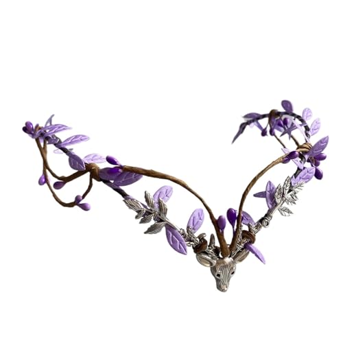 Elfenkrone KopfstüCk Handgefertigte Blätter, klarer Edelstein, Wald, Wald, Tiara, Elfen-Kopfschmuck, Feenkrone, Elfen-Tiara Tiara Und Elfen Ohren Set (Size : ELF0232A) von MZPOZB