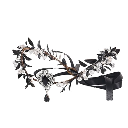 Elfenkrone KopfstüCk Waldfeen-Elfen-Kronen-Stirnband, grün, V-Form, Blumenkranz, Hochzeit, Braut-Kopfbedeckung mit Edelstein-Anhänger for Frauen und Mädchen Tiara Und Elfen Ohren Set (Color : FC1693b von MZPOZB