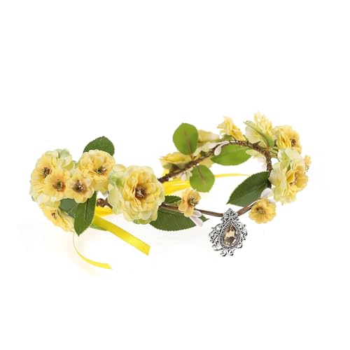 Elfenkrone KopfstüCk Waldfeen-Elfen-Kronen-Stirnband, grün, V-Form, Blumenkranz, Hochzeit, Braut-Kopfbedeckung mit Edelstein-Anhänger for Frauen und Mädchen Tiara Und Elfen Ohren Set (Color : FC1583Y von MZPOZB