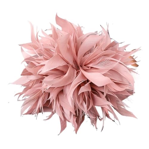 Feder Corsage Broschen for Frauen elegante Blume Revers Pins Hochzeit Party Abzeichen Schmuck Zubehör(Pink 1) von MZPOZB