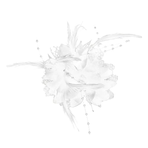 Frauen Mode Blume Federn Perle Corsage Haar Clip Braut Haarband Brosche Pin(White) von MZPOZB