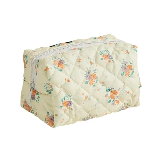 Gesteppte Aufbewahrungs-Make-up-Tasche mit Blumenmuster, Kosmetiktasche for Damen, Reise-Hautpflegetasche, Toilettenartikel for Beauty-Organizer(Color-07) von MZPOZB