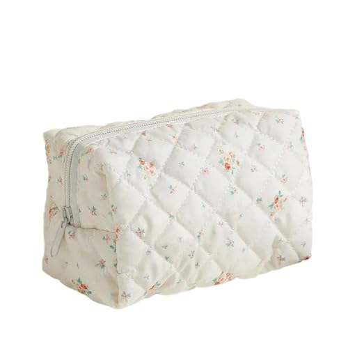 Gesteppte Aufbewahrungs-Make-up-Tasche mit Blumenmuster, Kosmetiktasche for Damen, Reise-Hautpflegetasche, Toilettenartikel for Beauty-Organizer(Color-08) von MZPOZB