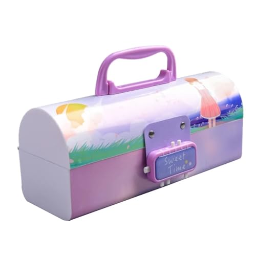 GroßE Kapazität Pencil Case Bleistift-Karikatur-Bleistiftbox mit großem Fassungsvermögen und Passwortsperre. Kunststoff-Briefpapier-Organizer, Schulbedarf for Kinder Federtaschen ( Color : Throbbing ) von MZPOZB