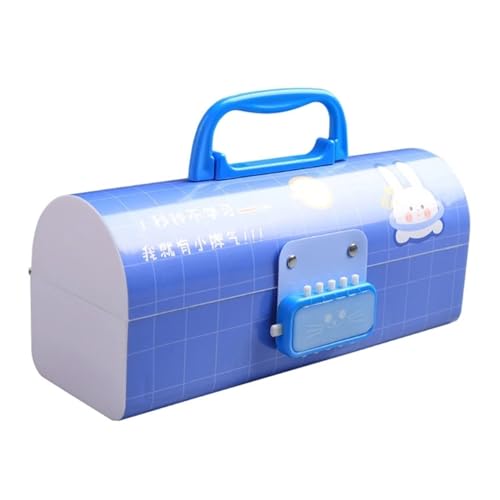 GroßE Kapazität Pencil Case Bleistift-Karikatur-Bleistiftbox mit großem Fassungsvermögen und Passwortsperre. Kunststoff-Briefpapier-Organizer, Schulbedarf for Kinder Federtaschen ( Color : Learn to lo von MZPOZB