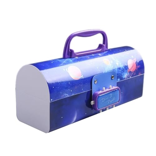 GroßE Kapazität Pencil Case Bleistift-Karikatur-Bleistiftbox mit großem Fassungsvermögen und Passwortsperre. Kunststoff-Briefpapier-Organizer, Schulbedarf for Kinder Federtaschen ( Color : Starry for von MZPOZB