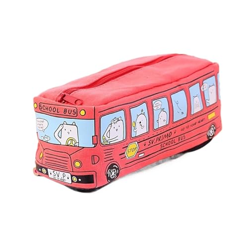 GroßE Kapazität Pencil Case Bus niedlich Federmäppchen Leinwand Schreibwaren Box große Kapazität Federmäppchen Schule Federmäppchen for Kinder Federmäppchen Studentengeschenke Federtaschen ( Color : R von MZPOZB