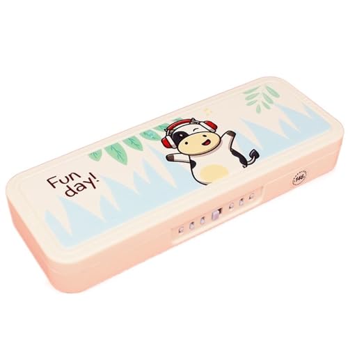 GroßE Kapazität Pencil Case Federmäppchen mit Passwortsperre, Cartoon-Tiere, Kunststoff, Schreibwaren-Box, Schule, Federmäppchen for Kinder, Stifteetui, Student, Stiftebox, Geschenke Federtaschen ( Co von MZPOZB