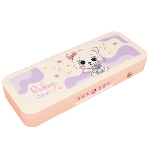 GroßE Kapazität Pencil Case Federmäppchen mit Passwortsperre, Cartoon-Tiere, Kunststoff, Schreibwaren-Box, Schule, Federmäppchen for Kinder, Stifteetui, Student, Stiftebox, Geschenke Federtaschen ( Co von MZPOZB