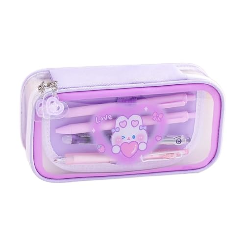 GroßE Kapazität Pencil Case Federmäppchen mit niedlichem Cartoon-Bär, große Kapazität, transparent, mehrlagig, Bleistiftbeutel, Schreibwaren, Aufbewahrungstasche, Schulbedarf Federtaschen ( Color : OS von MZPOZB