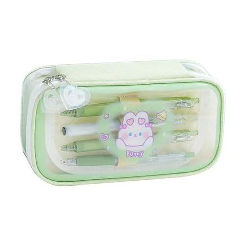 GroßE Kapazität Pencil Case Federmäppchen mit niedlichem Cartoon-Bär, große Kapazität, transparent, mehrlagig, Bleistiftbeutel, Schreibwaren, Aufbewahrungstasche, Schulbedarf Federtaschen ( Color : OS von MZPOZB