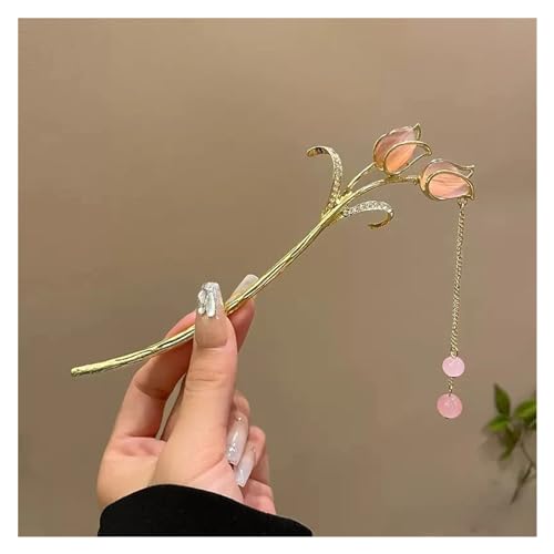 Haarnadel-Stick Blumen-Haarnadeln for Frauen, zarte handgefertigte Haarnadeln, Haarstäbchen, Haarschmuck, Schmuckzubehör Damen Haar StäBchen (Color : 01) von MZPOZB