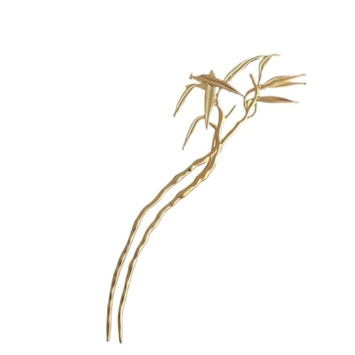 Haarnadel-Stick Frauen Haar Sticks Haarnadeln Haar Clip Pin Kopfbedeckung Essstäbchen Hochzeit Kopfschmuck Geschenk Schmuck Zubehör Damen Haar StäBchen (Color : Bamboo Leaf Gold L) von MZPOZB