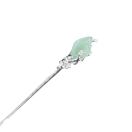 Haarnadel-Stick Haar Stick Frauen Metall Blume Haar Gabel Stäbchen Blume Haarnadel Frau Haar Schmuck Zubehör Damen Haar StäBchen (Color : Silver Green) von MZPOZB