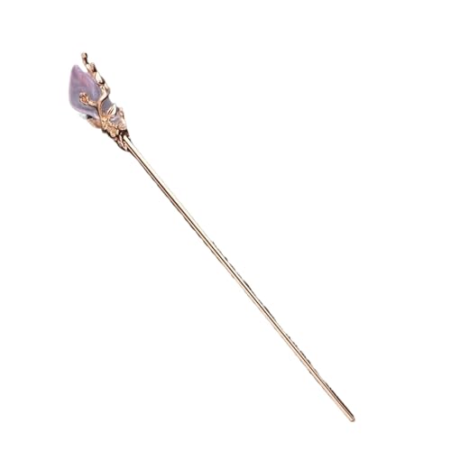 Haarnadel-Stick Haarnadeln Haar Stick Frauen Metall Haar Gabel Haar Stäbchen Frau Schmuck Haar Clip Zubehör Damen Haar StäBchen (Color : Gold light purple) von MZPOZB