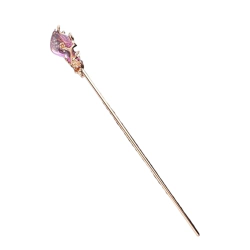 Haarnadel-Stick Haarnadeln Haar Stick Frauen Metall Haar Gabel Haar Stäbchen Frau Schmuck Haar Clip Zubehör Damen Haar StäBchen (Color : Gold purple) von MZPOZB