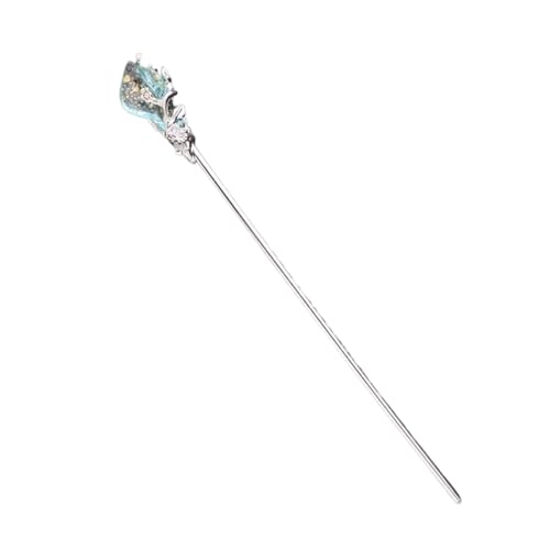 Haarnadel-Stick Haarnadeln Haar Stick Frauen Metall Haar Gabel Haar Stäbchen Frau Schmuck Haar Clip Zubehör Damen Haar StäBchen (Color : Silver blue) von MZPOZB