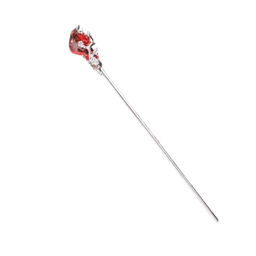 Haarnadel-Stick Haarnadeln Haar Stick Frauen Metall Haar Gabel Haar Stäbchen Frau Schmuck Haar Clip Zubehör Damen Haar StäBchen (Color : Silver red) von MZPOZB