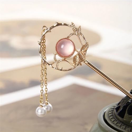 Haarnadel-Stick Metall Quaste Haar Sticks Frauen Haarnadel Clip Haarnadeln Essstäbchen Kopfbedeckung Braut Hochzeit Schmuck Zubehör Damen Haar StäBchen (Color : Light pink) von MZPOZB