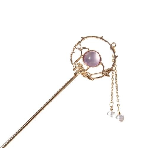 Haarnadel-Stick Metall Quaste Haar Sticks Frauen Haarnadel Clip Haarnadeln Essstäbchen Kopfbedeckung Braut Hochzeit Schmuck Zubehör Damen Haar StäBchen (Color : Light purple) von MZPOZB