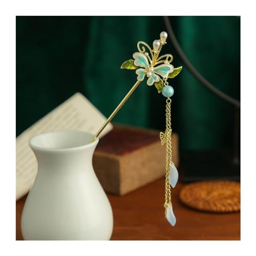 Haarnadel-Stick Perle Quaste Schmetterling Haar Stick Direkte Platte Haarnadel Weiß Braut Kopfschmuck Haar Gabel Schmuck Ornamente Damen Haar StäBchen (Color : 2) von MZPOZB