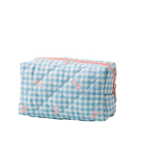 Kosmetiktaschen for Damen, Quilting Cotton Make-up-Tasche, Kosmetik-Organizer mit Reißverschluss, tragbare Toilettenartikel-Handtasche(Blue) von MZPOZB