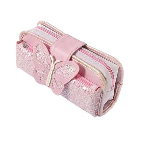 MZPOZB GroßE Kapazität Pencil Case Federmäppchen Material Escolar ButterflySchreibwaren Federmäppchen Schule Hohe Kapazität Federtaschen (Color : Pink) von MZPOZB