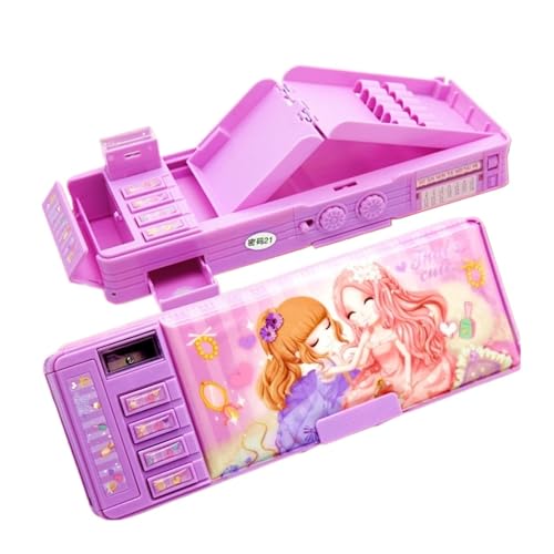 MZPOZB GroßE Kapazität Pencil Case Federmäppchen Passwort Multifunktionsmaterial Escolar Cute Box Schreibwaren Schulbedarf Federmäppchen Federtaschen (Color : Cute) von MZPOZB