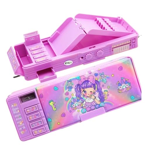 MZPOZB GroßE Kapazität Pencil Case Federmäppchen Passwort Multifunktionsmaterial Escolar Cute Box Schreibwaren Schulbedarf Federmäppchen Federtaschen (Color : Pencil Case-03) von MZPOZB