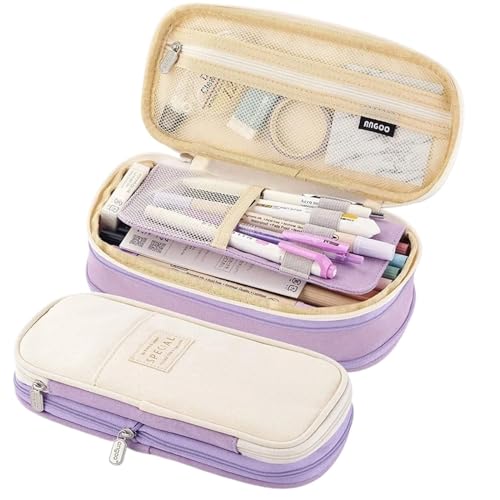 MZPOZB GroßE Kapazität Pencil Case Federmäppchen for Mädchen, große Kapazität, Stiftbox, Organizer, Schulbedarf, Bürozubehör, Schreibwarentasche Federtaschen (Color : Purple) von MZPOZB