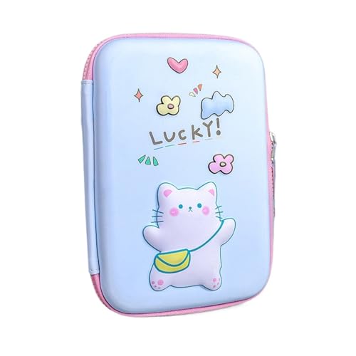 MZPOZB GroßE Kapazität Pencil Case Nettes 3D-Karikatur-Universum Federmäppchen Große Kapazität Mulfunction School Student Pen Bags Box Schreibwaren Federtaschen (Color : Sky Blue Cat) von MZPOZB