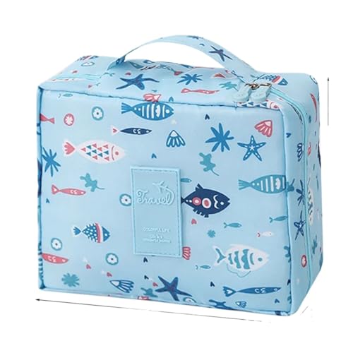 Make-Up-Aufbewahrungstasche Waterproof Cosmetic Bag for Women Packing Cubes for Travel Large Capacity Makeup Bag Travel Organizer Toiletry Wash Storage Bags Kosmetiktasche(Fish Blue) von MZPOZB