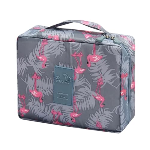 Make-Up-Aufbewahrungstasche Waterproof Cosmetic Bag for Women Packing Cubes for Travel Large Capacity Makeup Bag Travel Organizer Toiletry Wash Storage Bags Kosmetiktasche(Grey Flamingo) von MZPOZB
