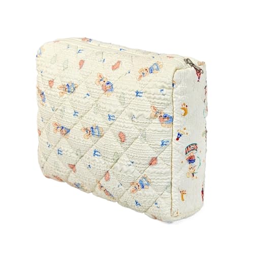 Mode Blume Frauen Make-Up Tasche Baumwolle Tote Tragbare Weibliche Kosmetik Lagerung Handtasche Reise Zipper Stepp Tasche(L) von MZPOZB