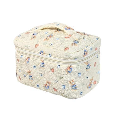 Mode Blume Frauen Make-Up Tasche Baumwolle Tote Tragbare Weibliche Kosmetik Lagerung Handtasche Reise Zipper Stepp Tasche(XL) von MZPOZB