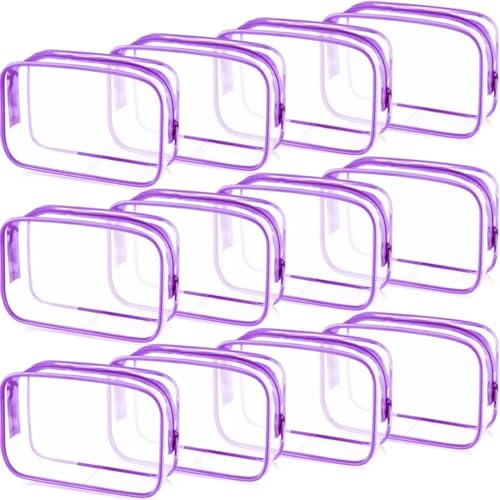 PVC-Transparentbeutel 3er-Pack transparente Kultur- und Kosmetiktasche for Reisen, transparent, Make-up-Kosmetiktasche for Damen und Herren, Reisen, Geschäftsreise, Zuhause Clear Bag (Color : Purple( von MZPOZB