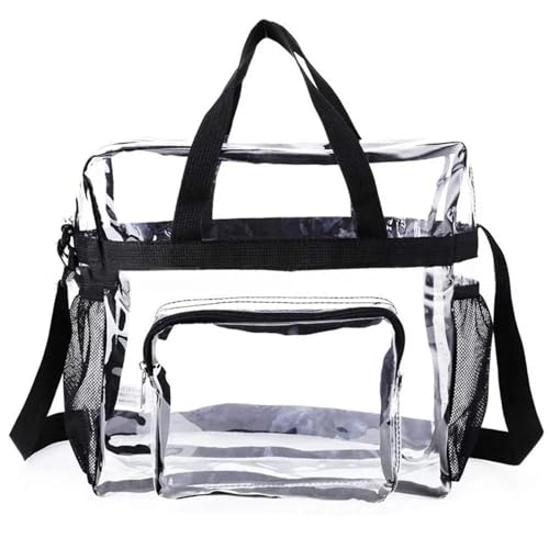 PVC-Transparentbeutel Kulturbeutel, platzsparend, wasserdicht, leicht, for Damen, transparent, arbeitssparend, Aufbewahrungstasche for den täglichen Gebrauch Clear Bag (Color : Black) von MZPOZB