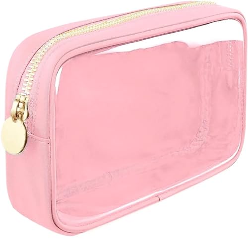 PVC-Transparentbeutel PVC-Kosmetiktasche, Aufbewahrung, transparent, Kulturbeutel, große Kapazität, Muschel-Make-up-Tasche for Damen Clear Bag (Color : Pink) von MZPOZB