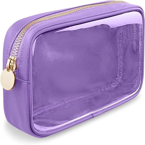 PVC-Transparentbeutel PVC-Kosmetiktasche, Aufbewahrung, transparent, Kulturbeutel, große Kapazität, Muschel-Make-up-Tasche for Damen Clear Bag (Color : Purple) von MZPOZB