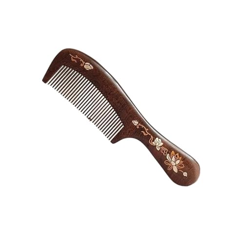 Premium Schwarz Ebenholz Kamm Ganze Holz Beschreibung Statische Haar Kamm frauen Geschenk(21CM-E) von MZPOZB