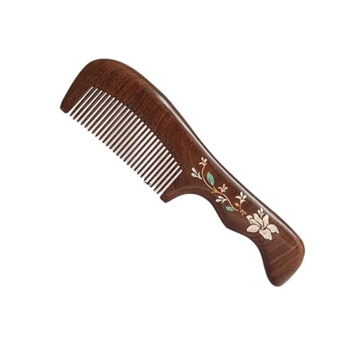 Premium Schwarz Ebenholz Kamm Ganze Holz Beschreibung Statische Haar Kamm frauen Geschenk(21CM-G) von MZPOZB