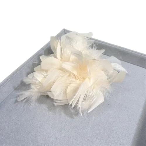 Retro Große Feder Damen Brosche Brust Blume Pin Kleid Hut Dekoration Corsage(Beige) von MZPOZB