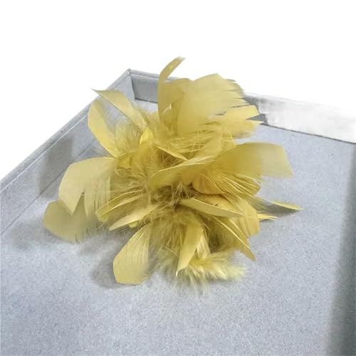 Retro Große Feder Damen Brosche Brust Blume Pin Kleid Hut Dekoration Corsage(Gold) von MZPOZB