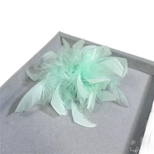 Retro Große Feder Damen Brosche Brust Blume Pin Kleid Hut Dekoration Corsage(Green 1) von MZPOZB