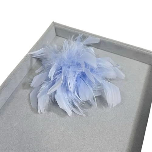 Retro Große Feder Damen Brosche Brust Blume Pin Kleid Hut Dekoration Corsage(Light Blue) von MZPOZB