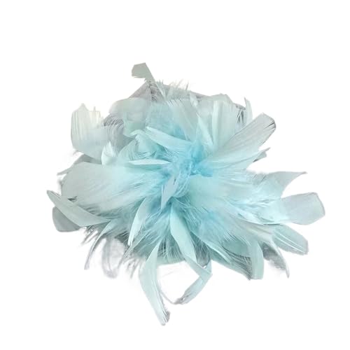 Retro Große Feder Damen Brosche Brust Blume Pin Kleid Hut Dekoration Corsage(Light Blue 1) von MZPOZB