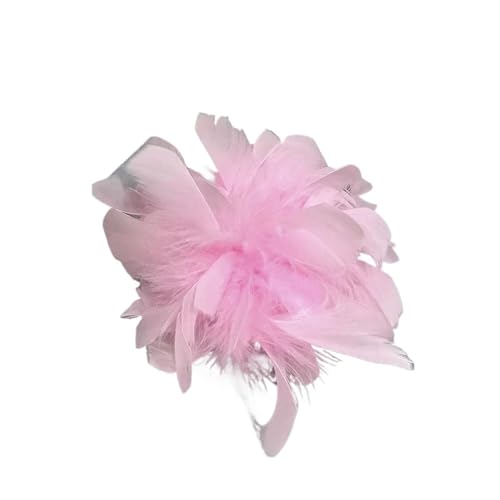 Retro Große Feder Damen Brosche Brust Blume Pin Kleid Hut Dekoration Corsage(Pink 2) von MZPOZB