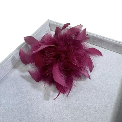 Retro Große Feder Damen Brosche Brust Blume Pin Kleid Hut Dekoration Corsage(Red) von MZPOZB