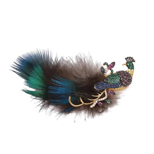 Strass Feder Pfau Brosche Design Exquisite Accessoires Leichte Luxus Pin Corsage Damen Brosche von MZPOZB
