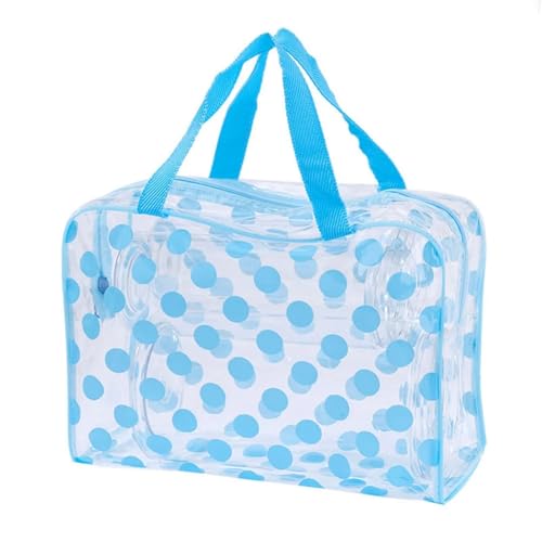 Transparent Polka Dot Women's Makeup Bag Waterproof PVC Cosmetic Portable Women Storage Toiletries Wash Bag(Blue) von MZPOZB